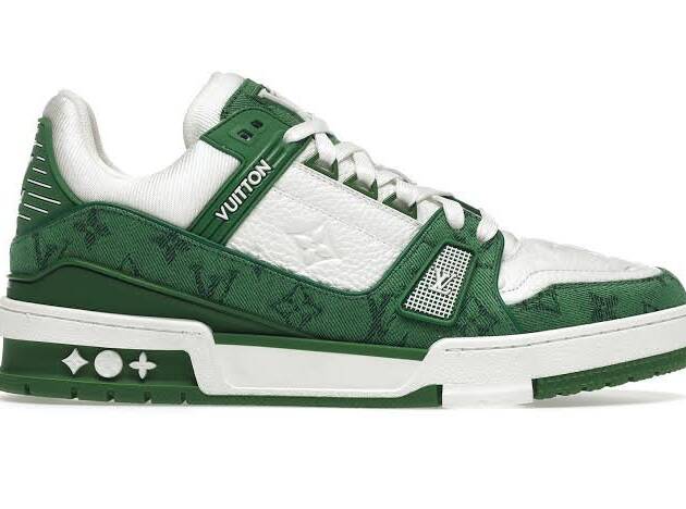 Louis Vuitton Trainer Green Monogram Denim White