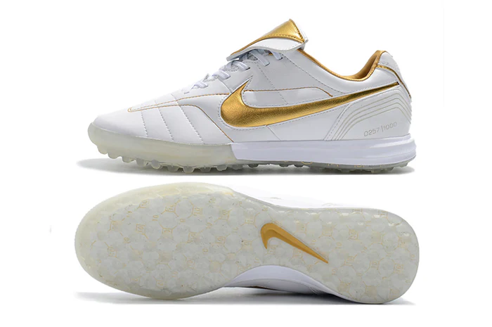 Chuteira Nike Retro Tiempo Legend 7 Elite TF Branco e Gold Society - Imagem 4