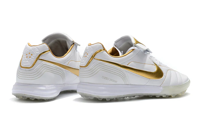 Chuteira Nike Retro Tiempo Legend 7 Elite TF Branco e Gold Society - Imagem 8
